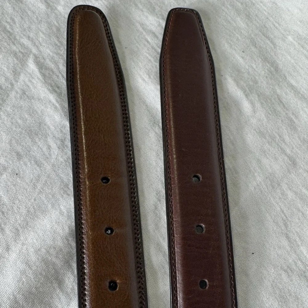 Men’s Reversible Leather Dress Belts Lot of 2 Black Brown Silver Buckle 34-36